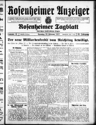 Rosenheimer Anzeiger Sonntag 25. Februar 1917