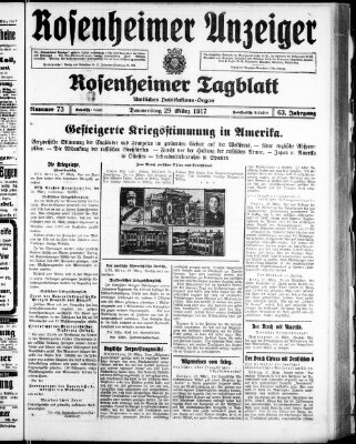 Rosenheimer Anzeiger Donnerstag 29. März 1917