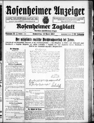 Rosenheimer Anzeiger Donnerstag 12. April 1917