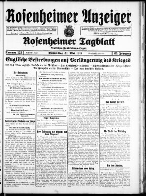Rosenheimer Anzeiger Donnerstag 31. Mai 1917