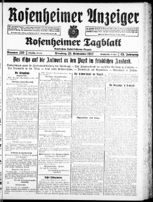 Rosenheimer Anzeiger Dienstag 25. September 1917
