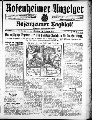 Rosenheimer Anzeiger Sonntag 14. Oktober 1917