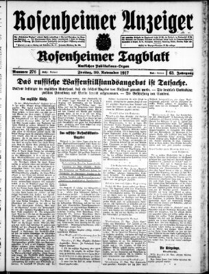 Rosenheimer Anzeiger Freitag 30. November 1917