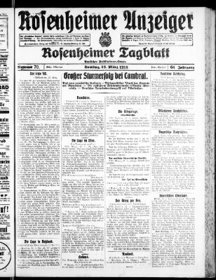 Rosenheimer Anzeiger Samstag 23. März 1918