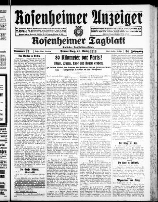 Rosenheimer Anzeiger Donnerstag 28. März 1918