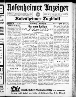 Rosenheimer Anzeiger Donnerstag 4. April 1918