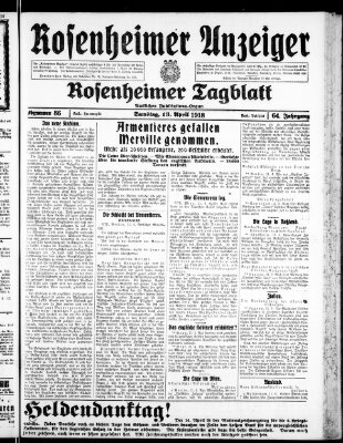 Rosenheimer Anzeiger Samstag 13. April 1918