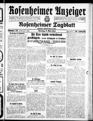 Rosenheimer Anzeiger Sonntag 5. Mai 1918