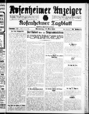 Rosenheimer Anzeiger Donnerstag 16. Mai 1918