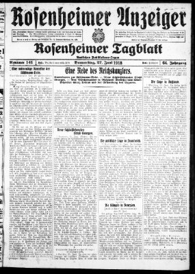 Rosenheimer Anzeiger Donnerstag 27. Juni 1918