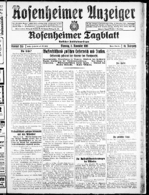 Rosenheimer Anzeiger Dienstag 5. November 1918