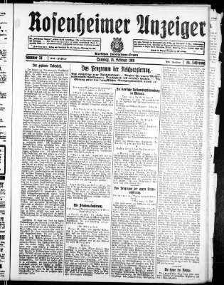 Rosenheimer Anzeiger Samstag 15. Februar 1919