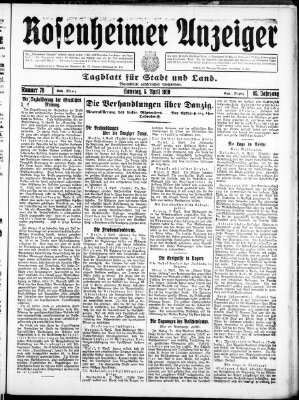 Rosenheimer Anzeiger Samstag 5. April 1919