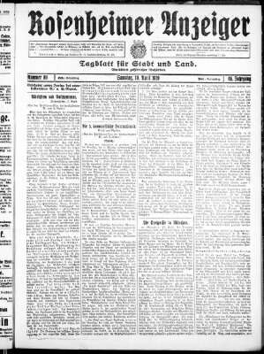 Rosenheimer Anzeiger Samstag 19. April 1919