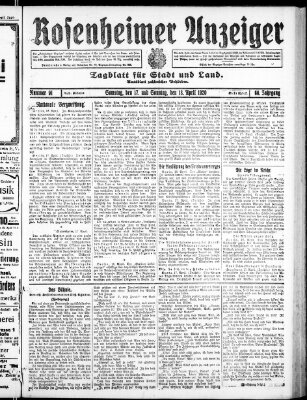 Rosenheimer Anzeiger Samstag 17. April 1920