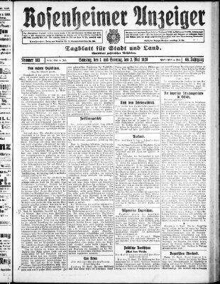 Rosenheimer Anzeiger Samstag 1. Mai 1920