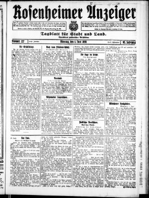 Rosenheimer Anzeiger Dienstag 1. Juni 1920