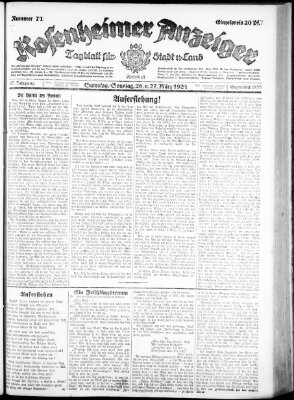 Rosenheimer Anzeiger Samstag 26. März 1921