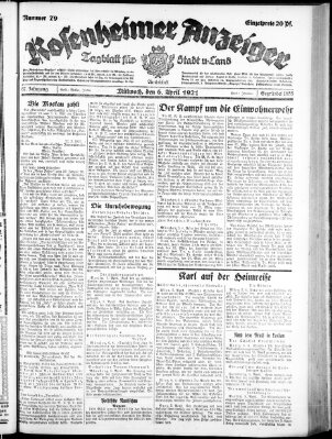 Rosenheimer Anzeiger Mittwoch 6. April 1921