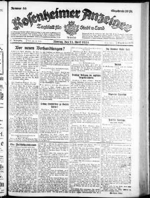 Rosenheimer Anzeiger Montag 11. April 1921