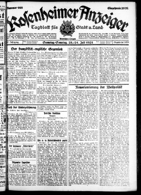 Rosenheimer Anzeiger Samstag 23. Juli 1921