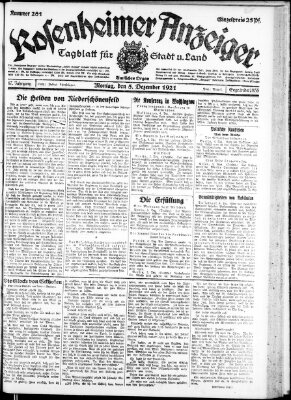 Rosenheimer Anzeiger Montag 5. Dezember 1921