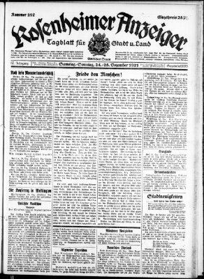 Rosenheimer Anzeiger Samstag 24. Dezember 1921