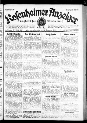 Rosenheimer Anzeiger Sonntag 5. Februar 1922