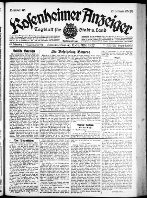 Rosenheimer Anzeiger Sonntag 19. März 1922