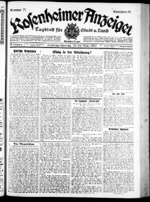 Rosenheimer Anzeiger Samstag 25. März 1922