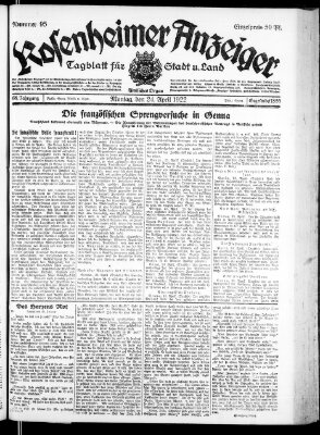 Rosenheimer Anzeiger Montag 24. April 1922