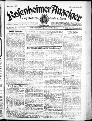 Rosenheimer Anzeiger Sonntag 14. Mai 1922