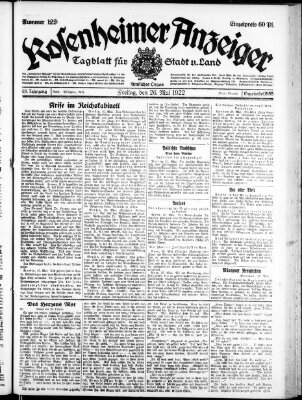Rosenheimer Anzeiger Freitag 26. Mai 1922
