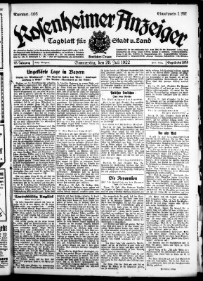 Rosenheimer Anzeiger Donnerstag 20. Juli 1922