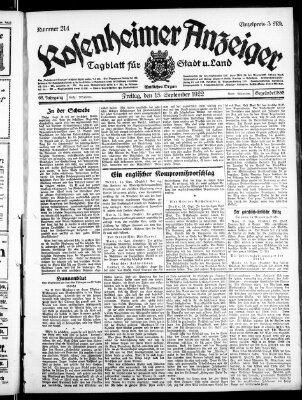 Rosenheimer Anzeiger Freitag 15. September 1922