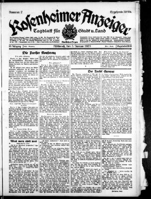 Rosenheimer Anzeiger Mittwoch 3. Januar 1923