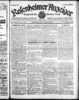 Rosenheimer Anzeiger Donnerstag 8. Februar 1923