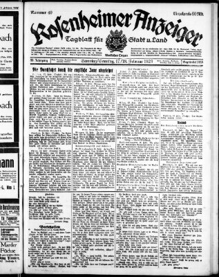 Rosenheimer Anzeiger Sonntag 18. Februar 1923