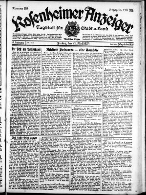 Rosenheimer Anzeiger Freitag 25. Mai 1923