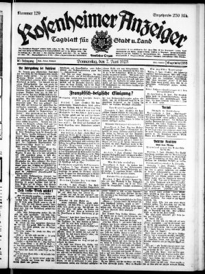Rosenheimer Anzeiger Donnerstag 7. Juni 1923