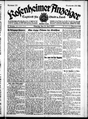 Rosenheimer Anzeiger Dienstag 19. Juni 1923