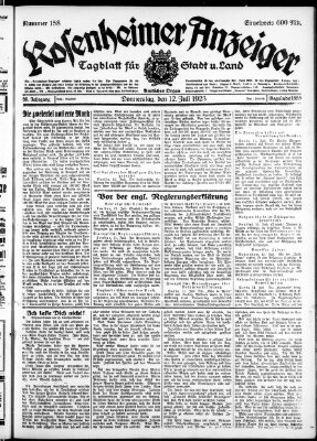 Rosenheimer Anzeiger Donnerstag 12. Juli 1923