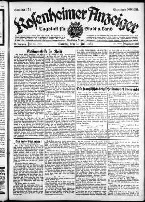 Rosenheimer Anzeiger Dienstag 31. Juli 1923