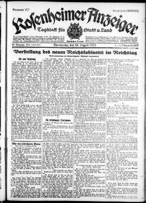 Rosenheimer Anzeiger Donnerstag 16. August 1923