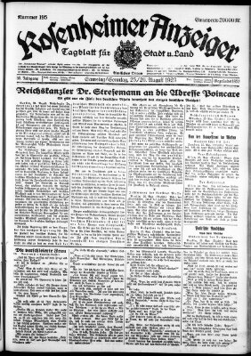 Rosenheimer Anzeiger Sonntag 26. August 1923