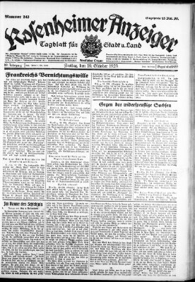 Rosenheimer Anzeiger Freitag 19. Oktober 1923