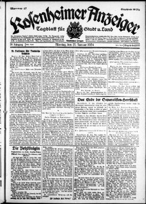 Rosenheimer Anzeiger Montag 21. Januar 1924