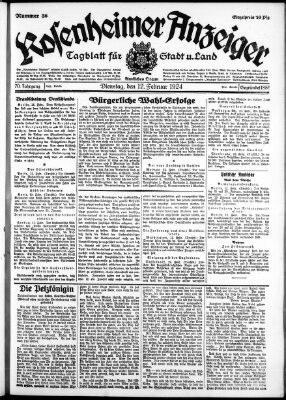 Rosenheimer Anzeiger Dienstag 12. Februar 1924