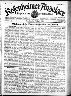 Rosenheimer Anzeiger Dienstag 22. April 1924