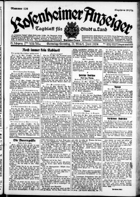 Rosenheimer Anzeiger Samstag 31. Mai 1924